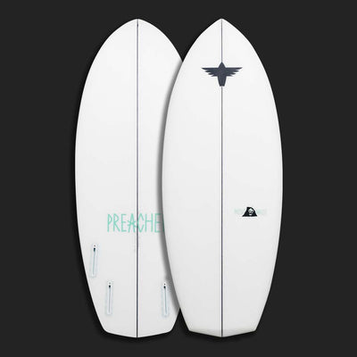 Point Panic surf style wakesurf board by Preacher Wakesurf on black background
